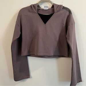 Women’s Gymshark purple hooded cropped pullover sweater size small S